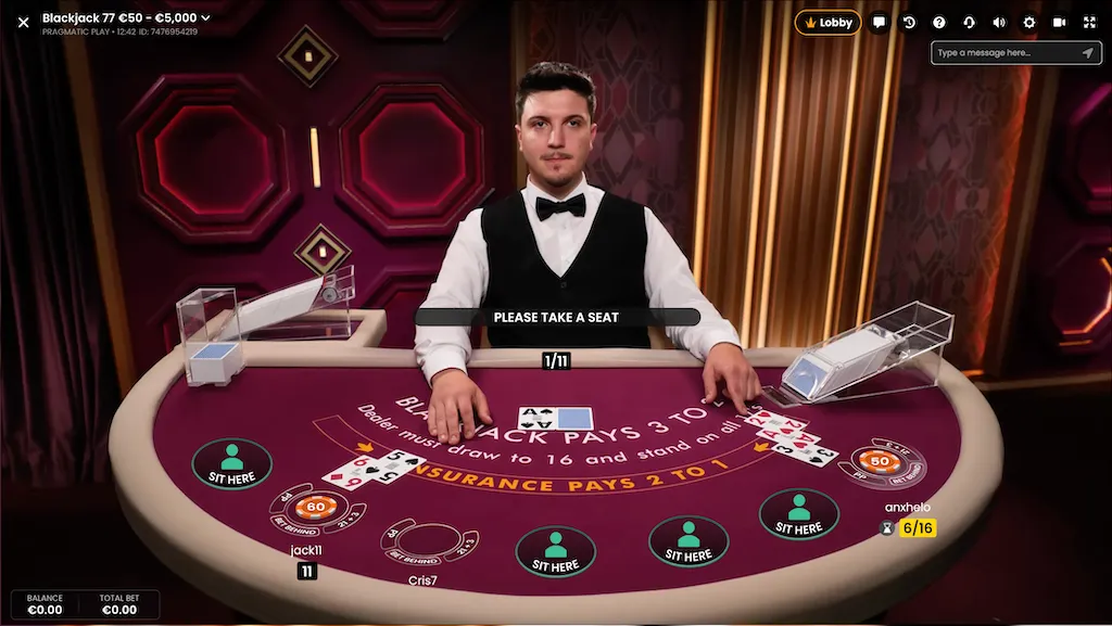 Boomerang Casino Live BlackJack